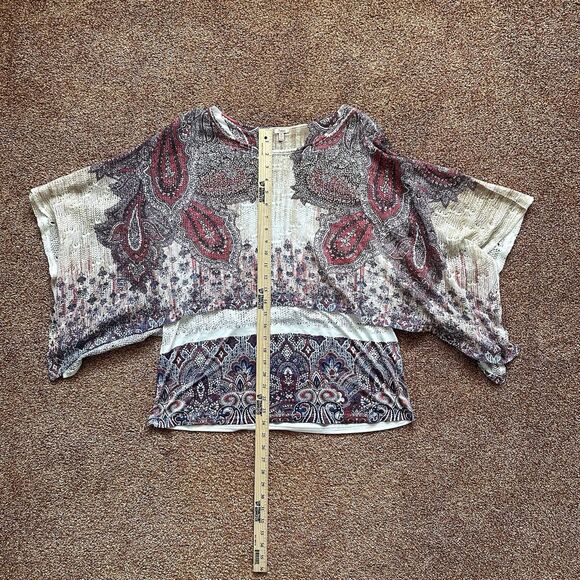 Reba Top Attached Poncho Large Western Boho Rhinestone Stretchy Made in USA - Picture 7 of 8